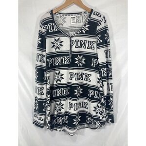 Victorias Secret women's Large longsleeve sleepshirt, soft & Cute Snowflake